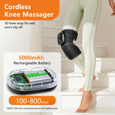 Edifolly Cordless Knee Heating Pad Knee Massager With Heat And Vibration Rechargeable Heated Knee Brace With 3 Heat Levels And 3 Massage Modes