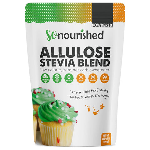 So Nourished Stevia with Allulose Sweetener Powdered 1: 1 Sugar Substitute Keto 0 Calorie 0 Net Carb NonGMO (5 lb / 80 oz)