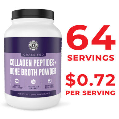 Left Coast Performance Collagen Bone Broth Powder 2lb Bone Broth with Grass Fed Collagen Peptides Unflavoured Grass Fed Hydrolyzed Beef Zero Carb Dairy Free Protein Powder 64 Servings