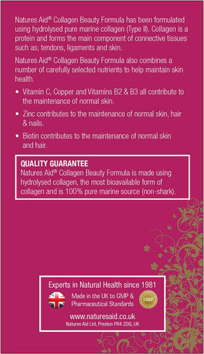 Natures Aid Collagen Beauty Formula (with Vitamin C Zinc & B-Vitamins) 90 Capsules