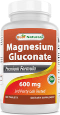 Best Naturals Magnesium Gluconate (35 mg Elemental Magnesium from 600mg of Magnesium Gluconate) 180 Tablets