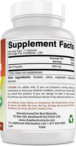 Best Naturals Bee Propolis 500 mg 120 Capsules (120 Count (Pack of 3))