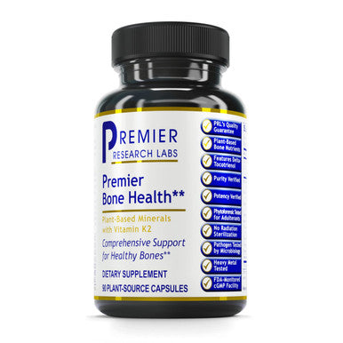 Premier Research Labs Bone Health - Healthy Bones Supplement - With Vitamin K2, Chlorella & Calcium - Mineral Supplement - Vegan