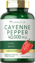 Carlyle Cayenne Pepper Capsules | 40000 HU | Non-GMO and Gluten Supplement