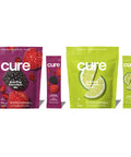Cure Hydrating Electrolyte Mix | Electrolyte Powder for Dehydration Relief | Made with Coconut Water | No Added Sugar | Vegan | Paleo Friendly | Berry Pomegranate + Lime Bundle | 28 Packets
