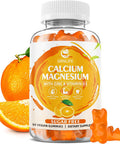 Calcium Magnesium Zinc Supplement With Vitamin D3, Sugar Calcium Gummies For Women Men, High Potency Magnesium Gummies For Bone & Muscle & Immune Health, Orange Flavors - 60 Count
