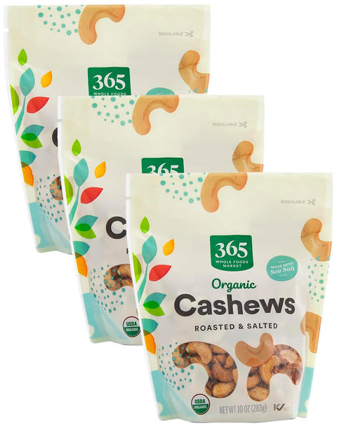 365 by Whole Foods Market, Organic Roasted & Salted Cashews, 10 Ounce