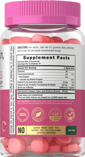 Carlyle Hair Skin And Nails Vitamins | 75 Gummies | With Biotin And Collagen | Gummy Supplement For Women | Strawberry Flavor