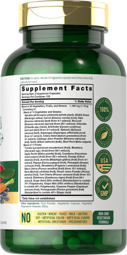 Carlyle Fruits And Veggies Supplement | 250 Capsules | Made With 30 Fruits And Vegetables | Vegetarian, Non-Gmo, Gluten Free Supe