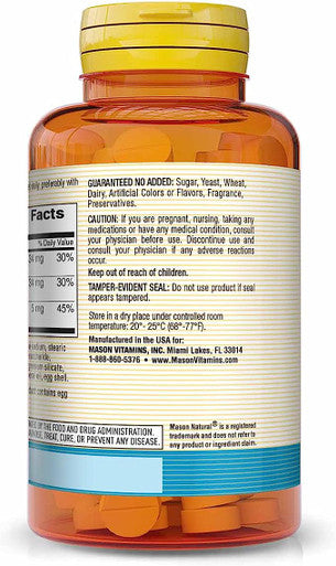 Mason Natural Calcium Magnesium & Zinc - Supports Healthy Bones, Enhances Muscle And Nerve Function, Immune System Booster, 100 Tablets (Pack Of 3)