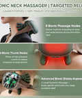 Creacare Bionic Neck Massager With Adjustable Heat Portable Deep Tissue 4D Kneading Electric Shoulder Massager Compact Design With Soft Silicone Massage Heads For Relaxation And Comfort