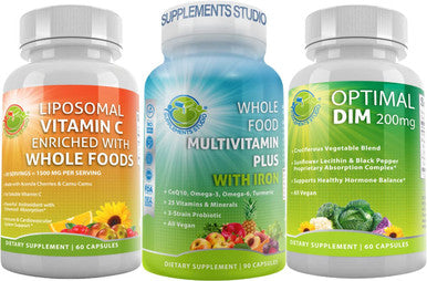 All Day Vegan Supplement Overall Health Support Vegan Whole Food Multivitamin With Iron Liposomal Vitamin C 1500Mg And Optimal Dim Diindolylmethane Plus Supplement 200Mg