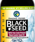 Black Seed Oil - Amazing Herbs Premium High Strength Pure Cold-Pressed Black Cumin Seed Oil (240ml, 8oz Glass Bottle)