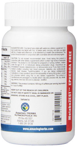 Amazing Herbs Metabozest Ef Weight Loss/Energy Tablets - All-Natural, Advanced Thermogenic Weight Loss And Energy Formula - 90 Count (Pack Of 1)