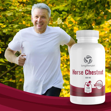 LongLifeNutri Horse Chestnut Extract 500Mg 180 Vegetarian Capsules | Made In Usa | Aescin 100Mg Per Pill | Horsechestnut Seed Supplement 500 Mg
