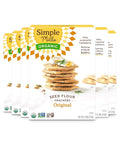 Simple Mills Organic Seed Crackers, Original, Gluten Free, Flax Seed, Sunflower Seeds, Corn Free, Low-Calorie Snacks, Plant Based, Nutrient Dense, 4.25oz, 3 Count