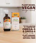 Flora Udos Choice HighLignan 369 Omega Oil Blend Udos Oil Balanced 211 Ratio of Omega Fatty Acids Made with Organic Flax Sesame Sunflower Seed Oils 17oz. Glass Bottle
