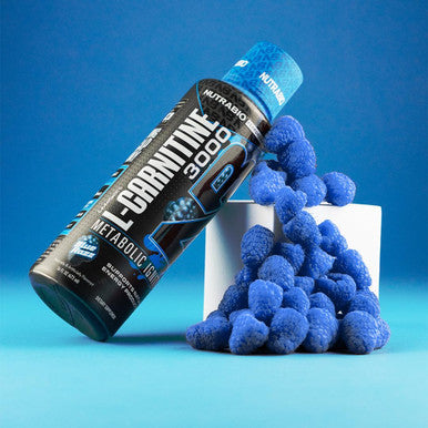 Nutrabio L-Carnitine Liquid Shots 3000mg (Blue Razz) 10mg of Vitamin B-5 Zero Carbs & Sugars Energy Production Muscle Recovery