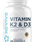 REVIVE MD Vitamin D3 and K2 Supports Bone Health and Muscle Strength K2 and D3 Vitamin Supplement for Women and Men Health and Brain Function