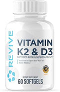 REVIVE MD Vitamin D3 and K2 Supports Bone Health and Muscle Strength K2 and D3 Vitamin Supplement for Women and Men Health and Brain Function