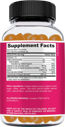 200Mg Hydrolyzed Gummy Collagen For Women & Men. 2500Mcg Biotin Gummies With 5Mg Vitamin E, 50Mg Vitamin C & 5Mg Zinc. Gluten-Free, Non-Gmo, Keto Friendly Adult Biotin And Collagen Vitamins