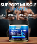 BSSTABBON Creatine Monohydrate Gummies 5000Mg With L-Taurine And Vitamine B12 Per Serving 60 Count