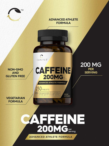 Carlyle Caffeine Pills 200mg | 250 Tablets | Advanced Athlete Formula | Vegetarian Non-GMO & Gluten Supplement