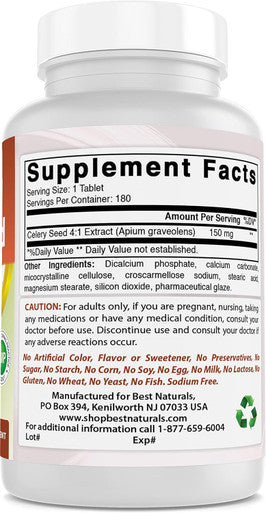 Best Naturals Celery Seed 600 mg 180 Tablets (180 Count (Pack of 2))