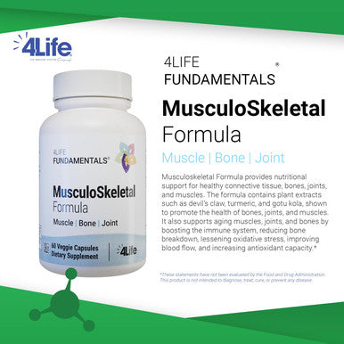 4Life Musculoskeletal Formula - Devil s Claw Turmeric Gotu Kola & Alfalfa for Bone Joint Muscle & Connective Tissue Health - Supports Muscle Repair & Immune Function - 60 Veggie Capsules
