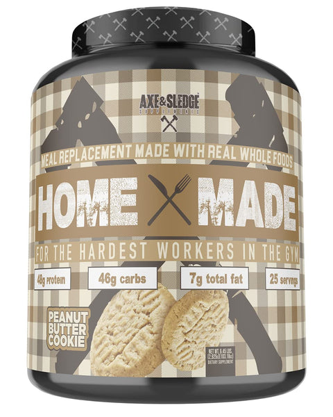 Axe & Sledge Supplements Home Made Whole-Foods-Based Meal Replacement Powder With Digestive Enzymes Protein Carbohydrates And Fats 25 Servings (Peanut Butter Cookie)