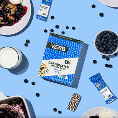 Verb Energy - Blueberry Crisp Caffeinated Snack Bars - 110-Calorie Energy Bar - Keto Friendly Nutrition Bars - Vegan Snacks - Gluten With Organic Green Tea, 26G (Pack Of 16)