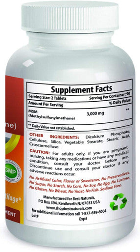 Best Naturals MSM 1500 mg 180 Tablets