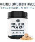 Left Coast Performance Bone Broth Protein Powder From Grass Fed Beef - Unflavored Single Ingredient - Rich in Collagen Glucosamine Gelatin Paleo Protein Powder Gut-Friendly Non-GMO Ingredients Dairy-Free Protein 16oz