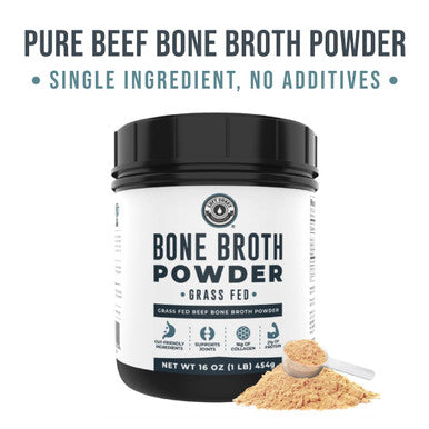Left Coast Performance Bone Broth Protein Powder From Grass Fed Beef - Unflavored Single Ingredient - Rich in Collagen Glucosamine Gelatin Paleo Protein Powder Gut-Friendly Non-GMO Ingredients Dairy-Free Protein 16oz