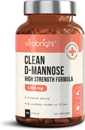 Vitabright D Mannose Capsules (not Tablets) 180 Capsules 1500mg per Serving You Can Open Caps & Mix VitaBright D-Mannose Powder in Drinks for Urine Infection & UTIs Dmannose for Urinary Infections Made in UK
