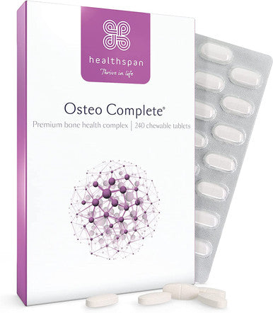 Healthspan Osteo Complete | 240 Vanilla Chewable Tablets | Bone, Teeth & Muscle Health | with Vitamin D3, Zinc, Calcium, Magnesium, Boron & Copper | Vegetarian