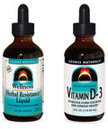 Source s Liquid Supplements, Herbal Resistance and 2000 iu Vitamin D-3 - 4 oz Bottles