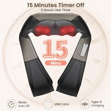 Jqx Neck Massager, Cordless Shiatsu Neck And Back Massager With 5 Speed Levels, Shoulder Massager With 3D Kneading Massager, Relax Muscles At Home& Offie& Car, Best Gifts For Women Men Mom Dad