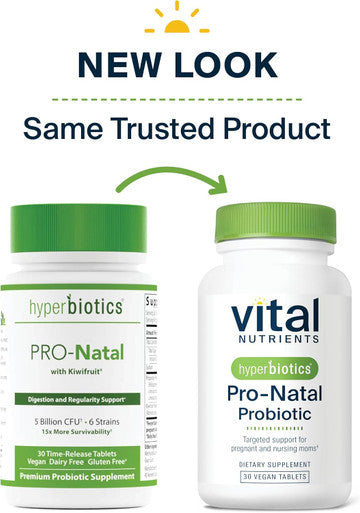 Hyperbiotics Pro-Natal Probiotic (Pro-Mom) | Prenatal Probiotic | Support for Occasional Nausea Bloating and Gas | Non-GMO | Shelf-Stable | Gluten Dairy Soy | 30 Tabletst