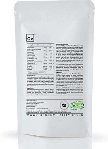 Vitamin B Complex Tablets Supplements by Oxford Vitality
