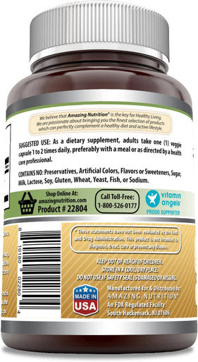 Amazing Nutrition Formulas Maca 500mg 250 Veggie Capsules | Non-GMO | Gluten | Made in USA | Suitable for Vegetarians