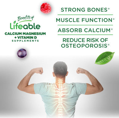 Lifeable Calcium Magnesium Zinc With Vitamin D3 Gummies Great Tasting Calcium Magnesium Zinc D3 Supplement For Tooth And Bone Health Calcium Gummies For Adults 90 Gummies