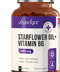 Vitabright Starflower Oil Capsules 1000mg 3 Months High GLA Borage Oil Capsules with Vitamin B6 Cold Pressed Star Flower Oil Capsules (1000mg Softgels) Vitabright Starflower Oil Capsules High Strength