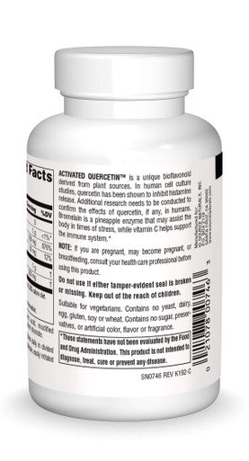 Source s Activated Quercetin - Plant-Derived Bioflavonoid Complex - Seasonal & Immune Defense - 100 Vegetarian FriendlyTablets