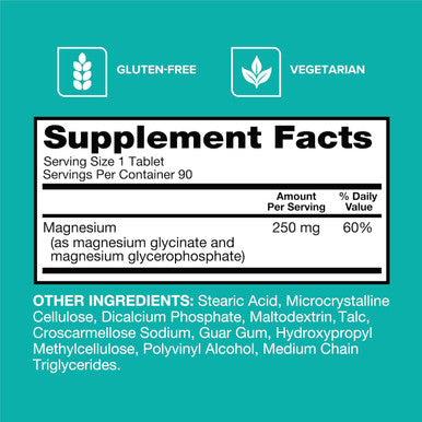 Qunol Magnesium Glycinate Complex Gentle on Stomach 250mg One Pill Dose Superior-Absorption Magnesium Nerve Bone and Muscle Health Supplement 90 Count