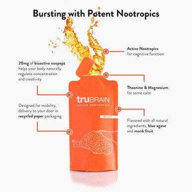 TruBrain Drinks Nootropic Brain Food Designed by Neuroscientists to Boost Mental Output & Improve Memory Nootropic Supplement