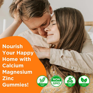 Calcium Magnesium Zinc Supplement With Vitamin D3, Sugar Calcium Gummies For Women Men, High Potency Magnesium Gummies For Bone & Muscle & Immune Health, Orange Flavors - 60 Count