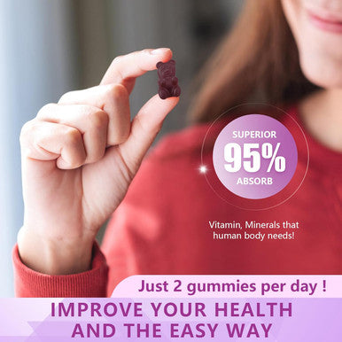 Calcium Magnesium Zinc With Vitamin D3 Supplement, Sugar Calcium Gummies For Women Men, High Absorption Zinc Gummies For Bone & Muscle & Immune Health, Vegan Elderberry Flavor - 60 Count