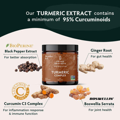 TRIBE ORGANICS Turmeric Curcumin C3 Complex with BioPerine 1050mg 60 Vegan Capsules