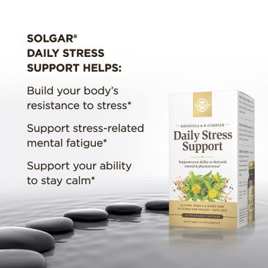Solgar Daily Stress Support 60 Vegetable Capsules - Build Resistance To Stress & Mental Fatigue - Support Ability To Stay Calm - Contains Clinically-Studied Rhodiola & B-Complex Non-Gmo 60 Servings